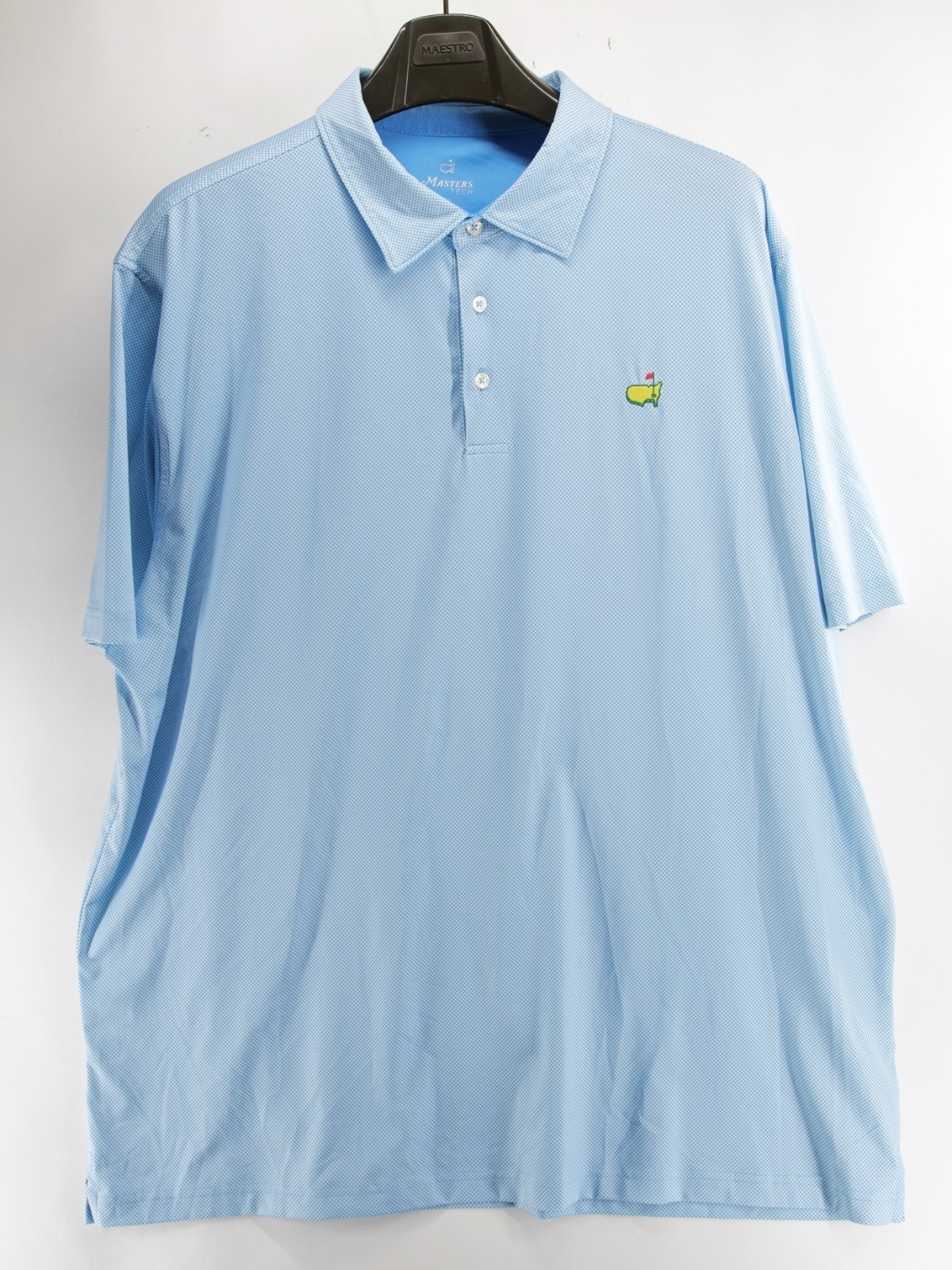 Official Masters Tech Polo Shirt Mens Xxl Blue Micro Check Golf Tournament Logo